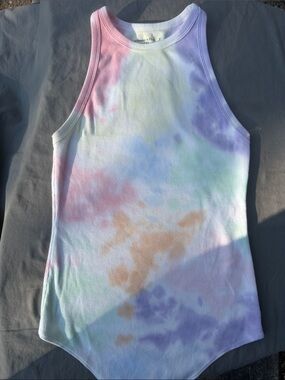Abercrombie & Fitch Pastel Tie-Dye Ribbed Tank Bodysuit